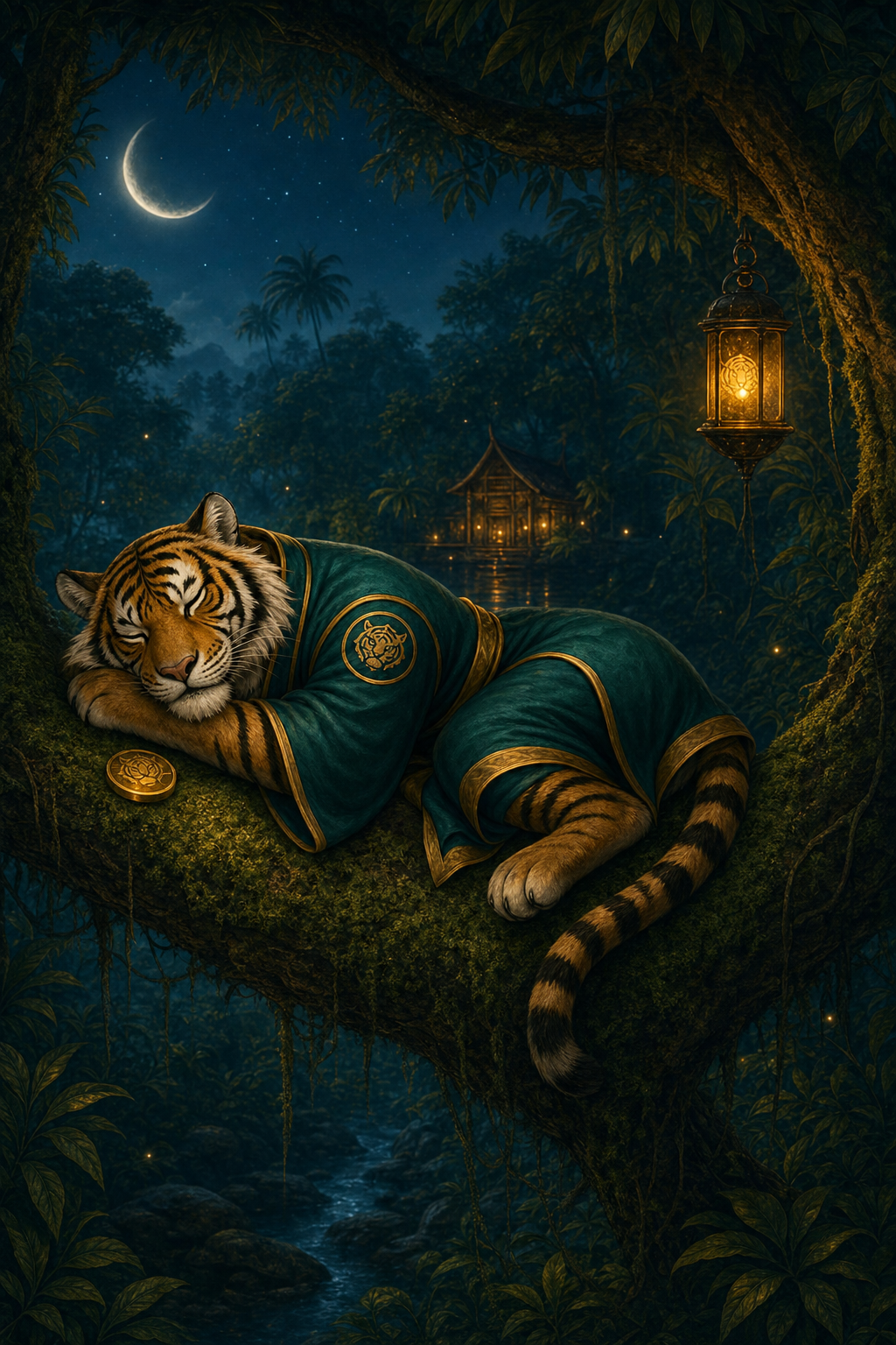 Tiger mascot sleeping until the next daily bonus